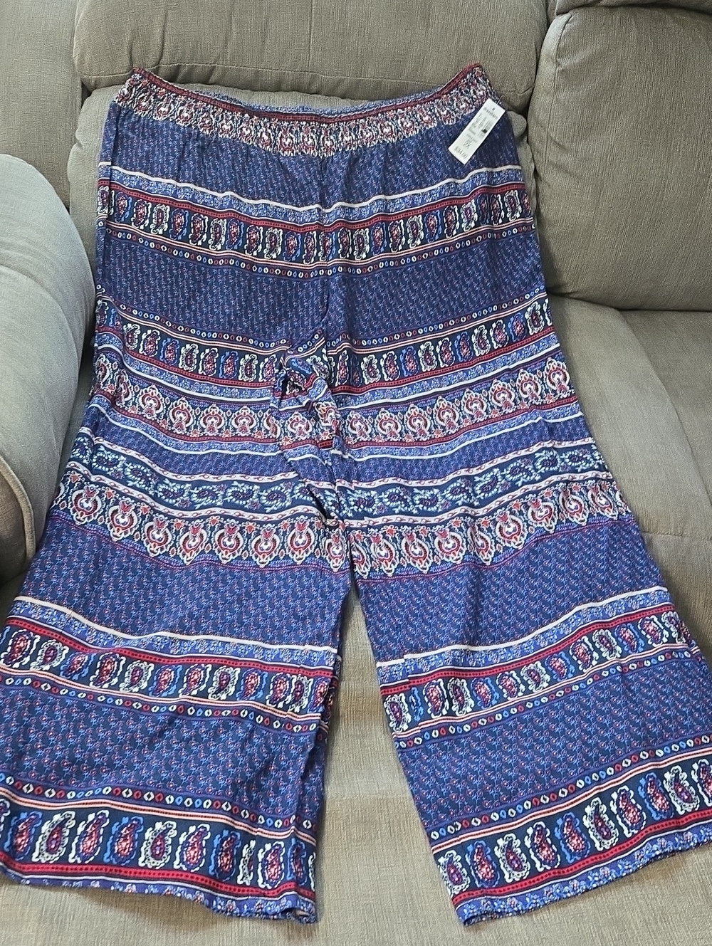 Dress Barn Blue Multicolor Wide Leg Pants